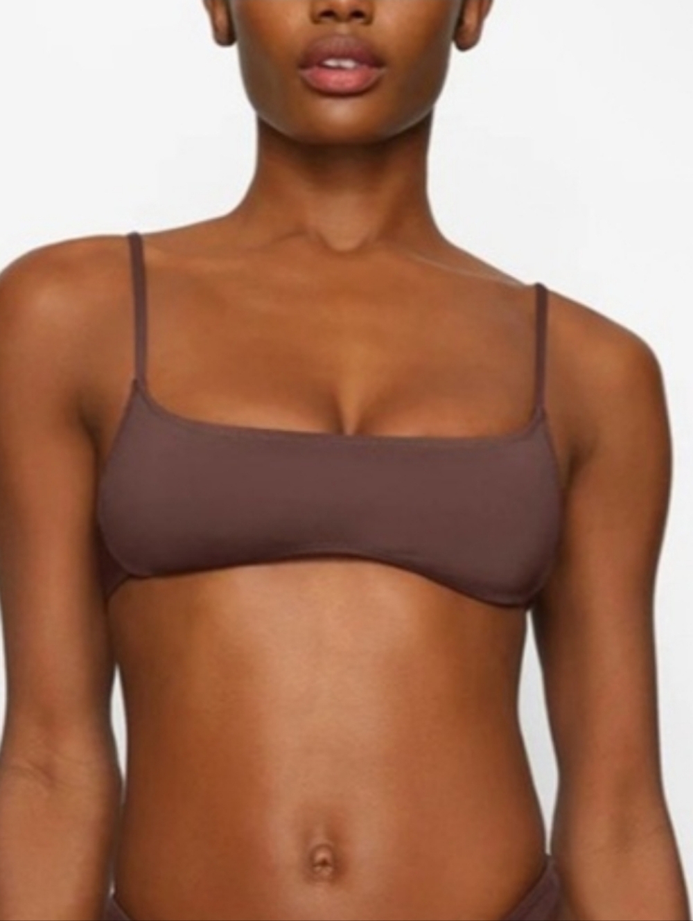 New SKIMS Micro Scoop Cocoa Swim Top Size Large